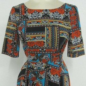 MINKPINK Skater Dress Rose Floral Half Sleeve